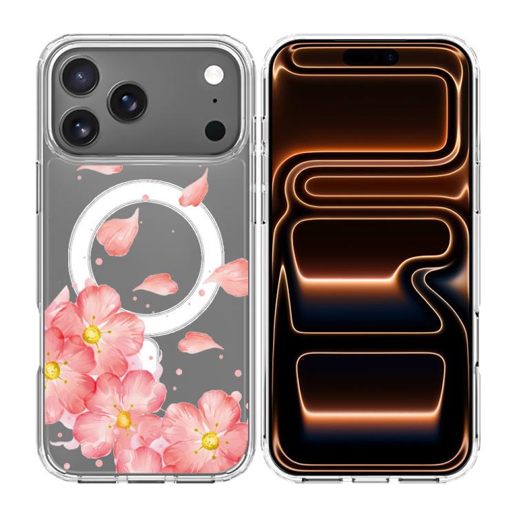 For iPhone 17 Pro Pattern Printing TPU + PC Magnetic Shockproof Phone Case(Pink 015)