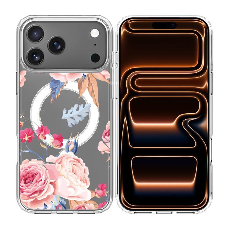 For iPhone 17 Pro Pattern Printing TPU + PC Magnetic Shockproof Phone Case(Pink 018)