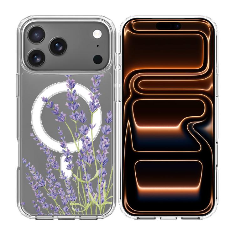 For iPhone 17 Pro Pattern Printing TPU + PC Magnetic Shockproof Phone Case(Purple 014)