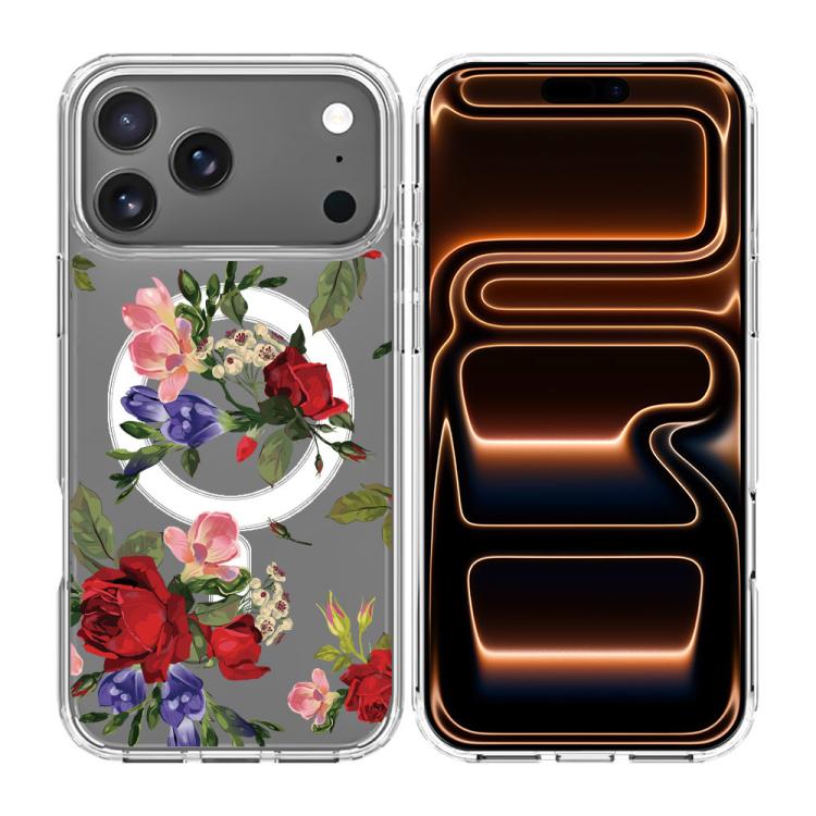 For iPhone 17 Pro Pattern Printing TPU + PC Magnetic Shockproof Phone Case(Red 020)