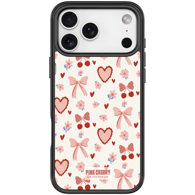 For iPhone 17 Pro Pink Lover Pattern Magnetic Phone Case(Black)