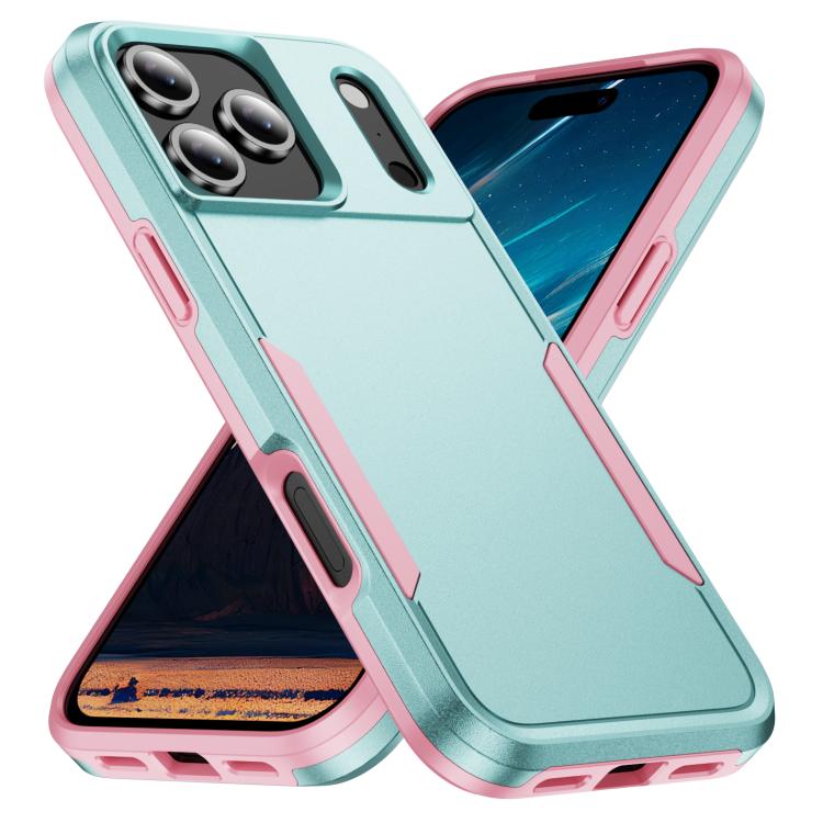 For iPhone 17 Pro Pioneer Armor Heavy Duty PC + TPU Phone Case(Green+Pink)