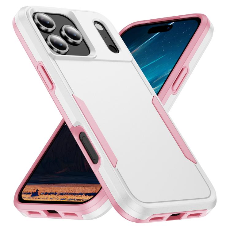 For iPhone 17 Pro Pioneer Armor Heavy Duty PC + TPU Phone Case(White+Pink)