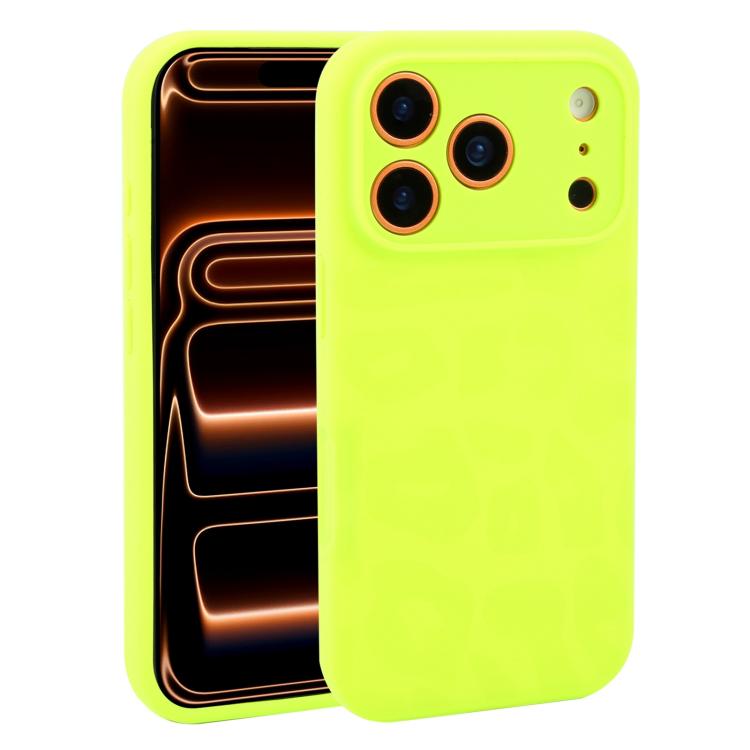For iPhone 17 Pro Precision Hole Leopard Print Liquid Silicone Phone Case(Bright Green)