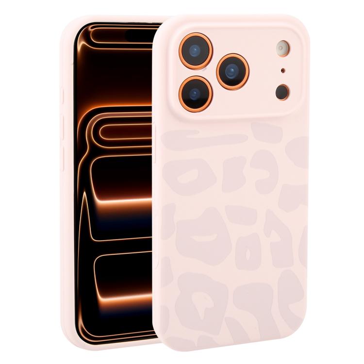 For iPhone 17 Pro Precision Hole Leopard Print Liquid Silicone Phone Case(Dusty Pink)