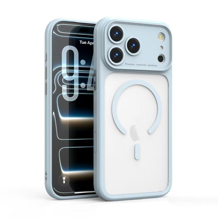 For iPhone 17 Pro Precision Hole PC Transparent Shockproof Magnetic Phone Case(Silver Gray)