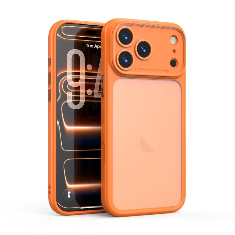For iPhone 17 Pro Precision Hole PC Transparent Shockproof Phone Case(Orange)