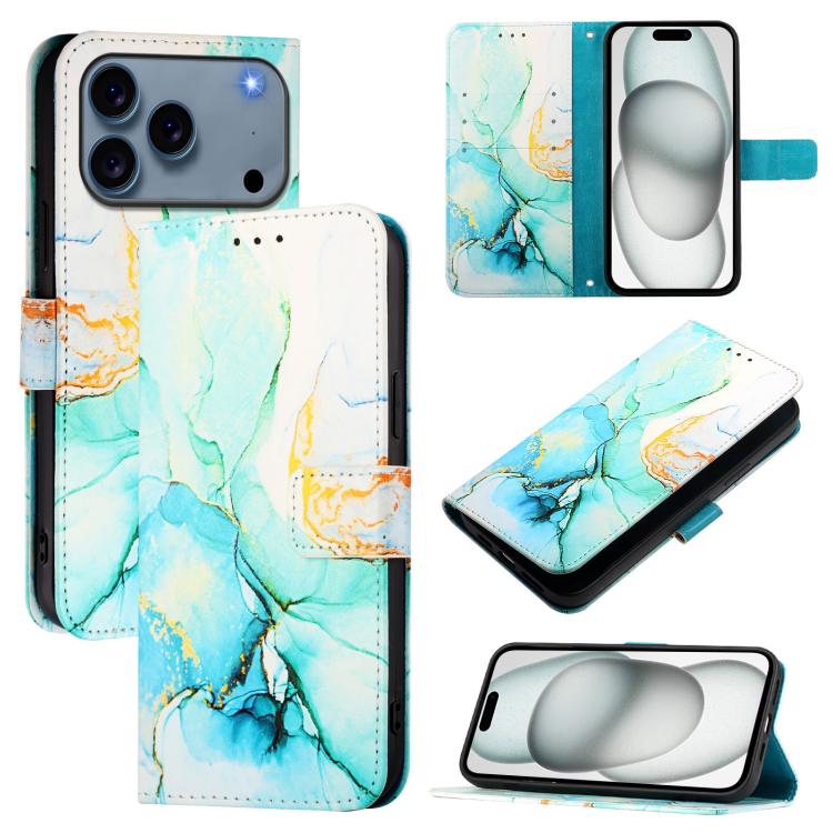 For iPhone 17 Pro PT003 Marble Pattern Flip Leather Phone Case(Green)