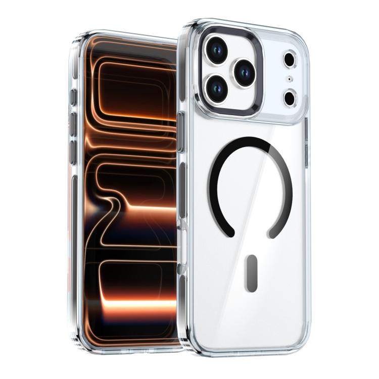 For iPhone 17 Pro Qicai Two-color Transparent Magnetic Phone Case(Black)