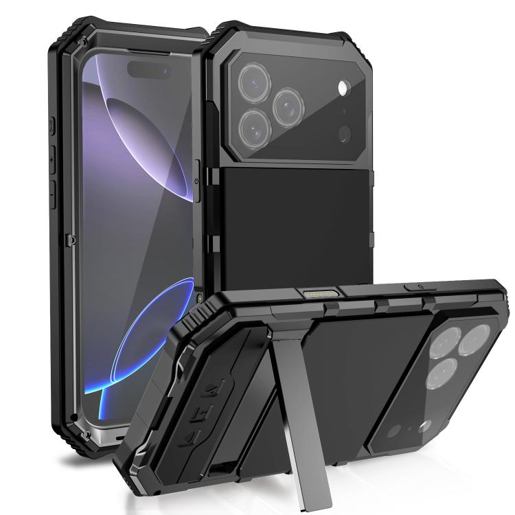 For iPhone 17 Pro R-JUST Life Waterproof Dustproof Shockproof Holder Phone Case(Black)