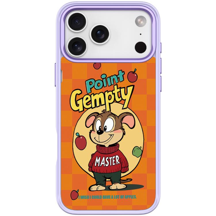 For iPhone 17 Pro Red Green Apple Dog Pattern Magnetic Phone Case(Light Purple)