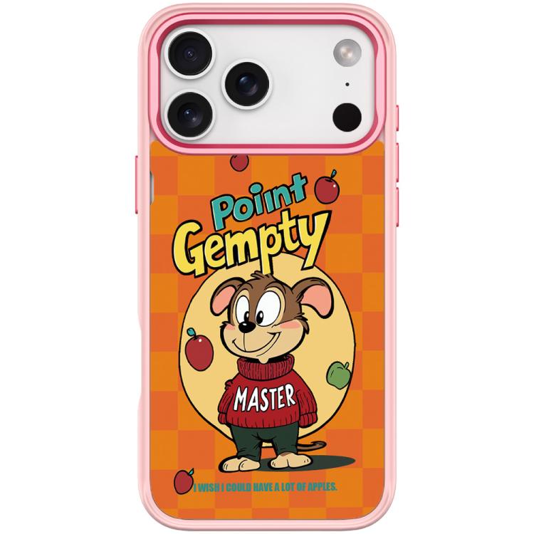 For iPhone 17 Pro Red Green Apple Dog Pattern Magnetic Phone Case(Pink)