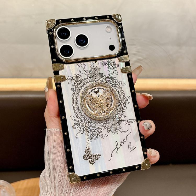 For iPhone 17 Pro Rhinestone Decor Butterfly Pattern TPU + PC Phone Case(White)