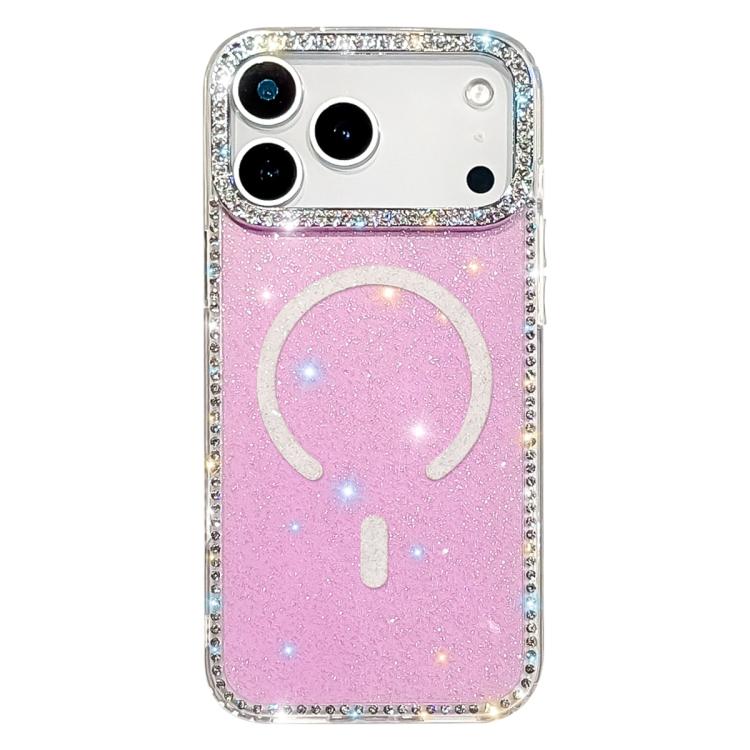 For iPhone 17 Pro Rhinestone Dual-side IMD PC Hybrid TPU Magnetic Phone Case(Glitter Light Purple)