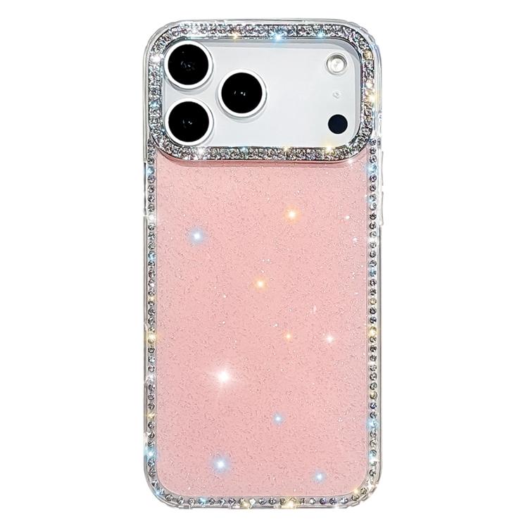 For iPhone 17 Pro Rhinestone Dual-side IMD PC Hybrid TPU Phone Case(Glitter Light Pink)