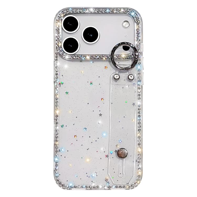 For iPhone 17 Pro Rhinestone Glitter Wristband Holder Phone Case(Glitter Stars)