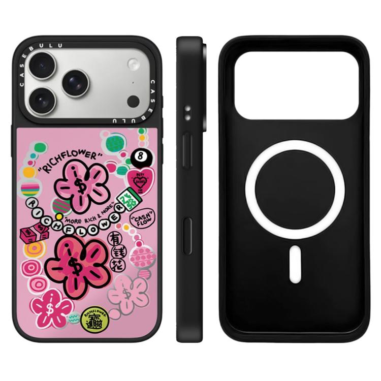 For iPhone 17 Pro Rich Flower Series Pattern Camera Control Button Mirror Magnetic Phone Case(Ball No.8)
