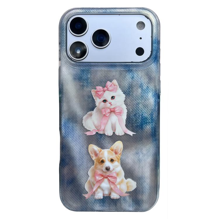 For iPhone 17 Pro Rounded Edge IMD Pattern TPU Phone Case(Cat and Dog)