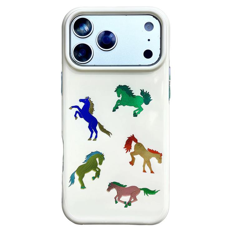 For iPhone 17 Pro Rounded Edge IMD Pattern TPU Phone Case(Horses)