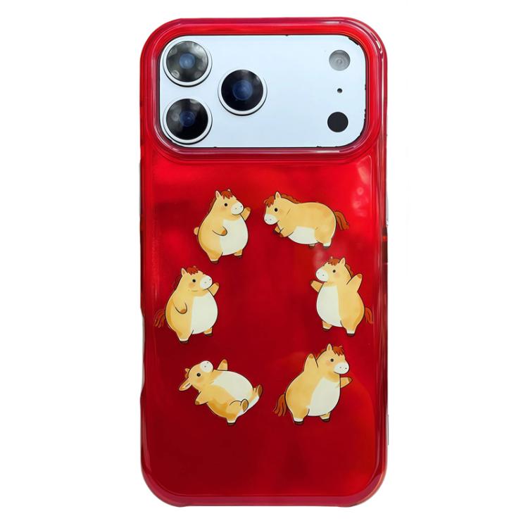 For iPhone 17 Pro Rounded Edge IMD Pattern TPU Phone Case(New Year Red Horses)