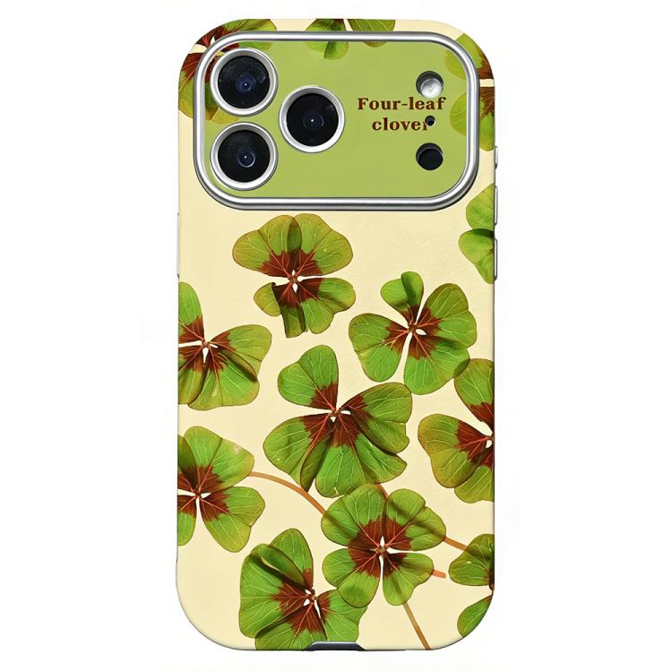 For iPhone 17 Pro Rounded Edge Large Window Silicone Phone Case(Four-leaf Clover)