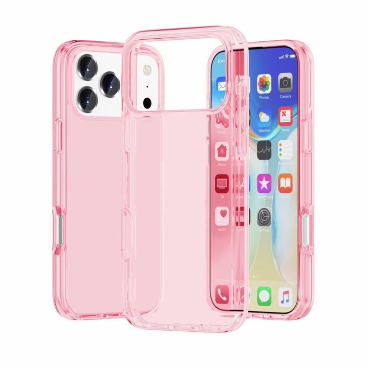 For iPhone 17 Pro Shockproof Terminator Glitter Powder Phone Case(Transparent Pink)