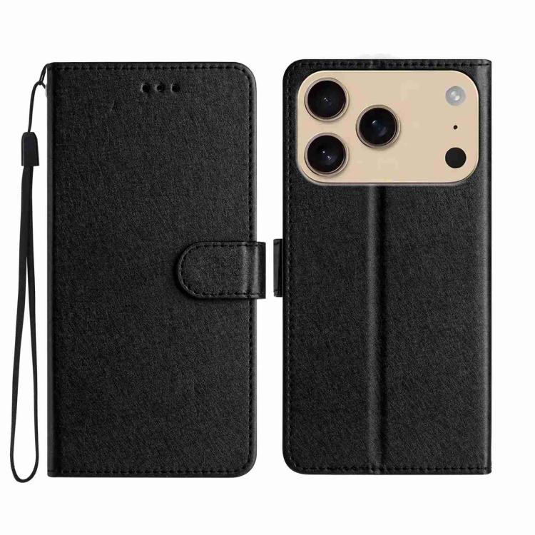 For iPhone 17 Pro Silk Texture Horizontal Flip Leather Phone Case(Black)