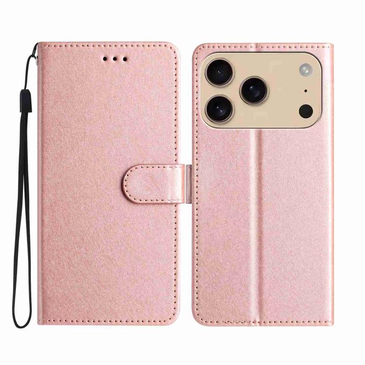 For iPhone 17 Pro Silk Texture Horizontal Flip Leather Phone Case(Rose Gold)