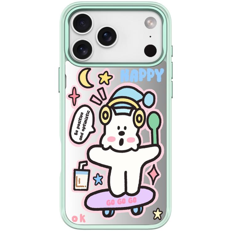 For iPhone 17 Pro Skateboarding Dog Pattern Magnetic Phone Case(Light Green)