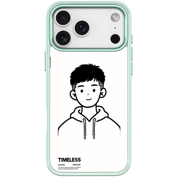 For iPhone 17 Pro Sketch Hooded Boy Pattern Magnetic Phone Case(Light Green)