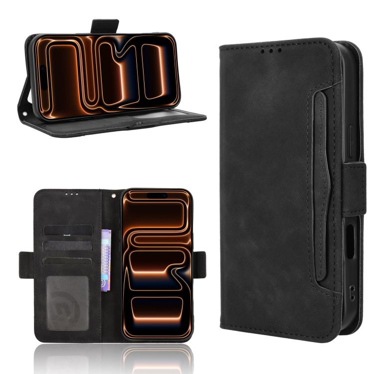 For iPhone 17 Pro Skin Feel Calf Texture Card Slots Leather Phone Case(Black)