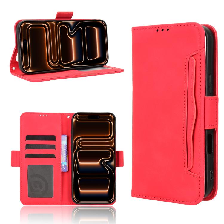 For iPhone 17 Pro Skin Feel Calf Texture Card Slots Leather Phone Case(Red)
