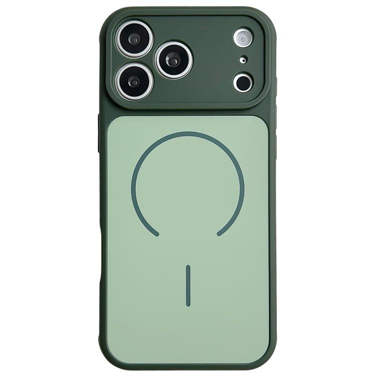 For iPhone 17 Pro Skin Feel Color Blocking Cooling Magnetic Phone Case(Dark Green)