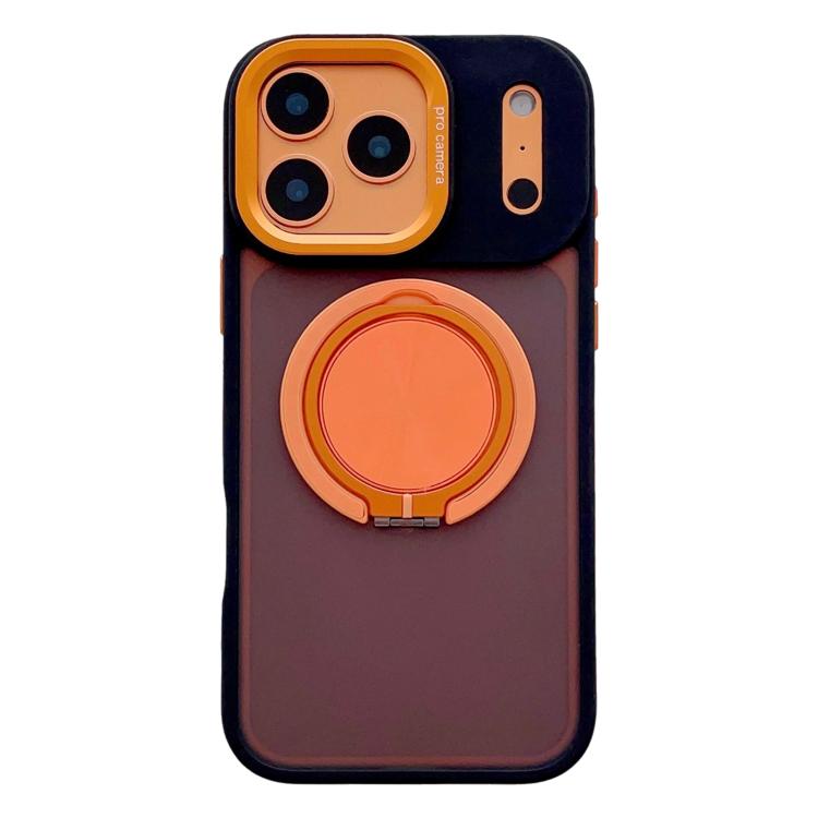 For iPhone 17 Pro Skin Feel Frosted 360 Degree Rotation Magnetic Holder MagSafe Phone Case(Orange)