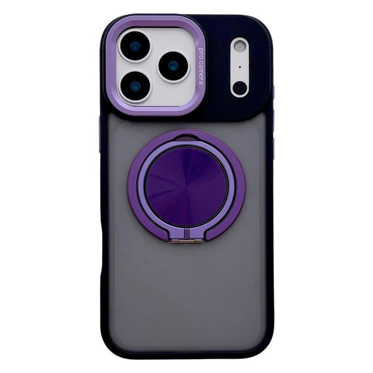 For iPhone 17 Pro Skin Feel Frosted 360 Degree Rotation Magnetic Holder MagSafe Phone Case(Purple)
