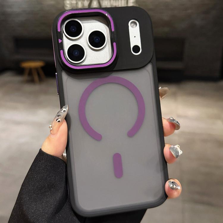 For iPhone 17 Pro Skin Feel Frosted Metal Lens Holder MagSafe Magnetic Phone Case(Purple)