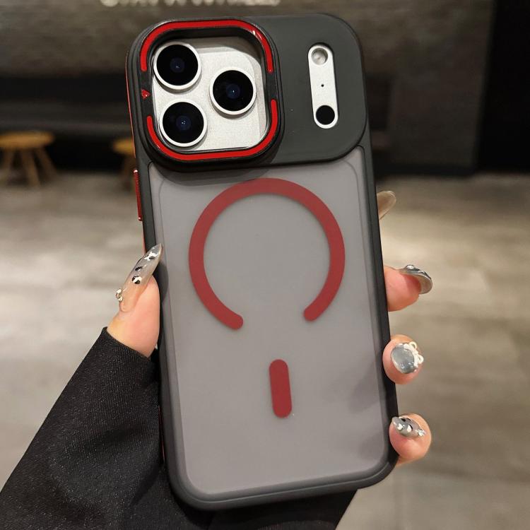 For iPhone 17 Pro Skin Feel Frosted Metal Lens Holder MagSafe Magnetic Phone Case(Red)