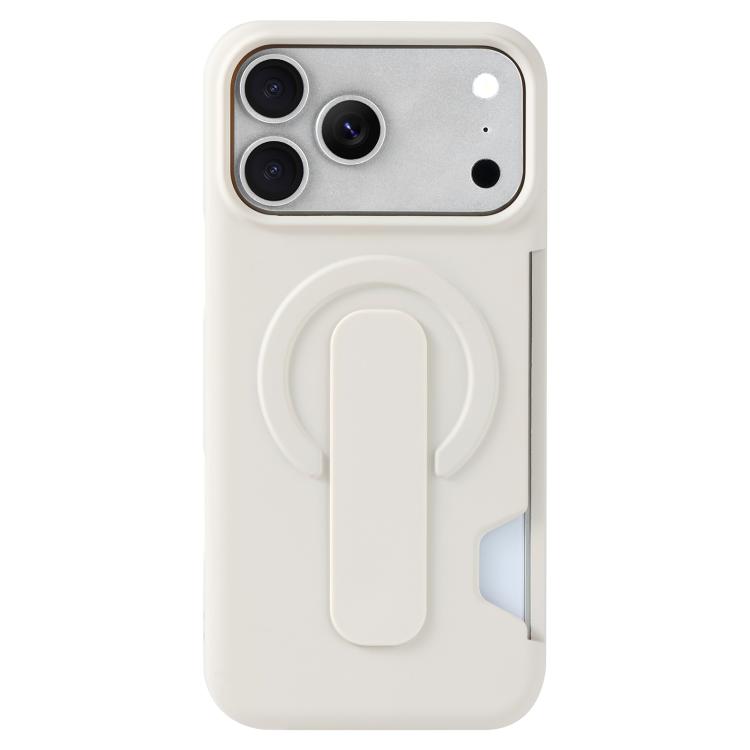 For iPhone 17 Pro Skin Feel Holder Card Slot Magnetic Phone Case(White)
