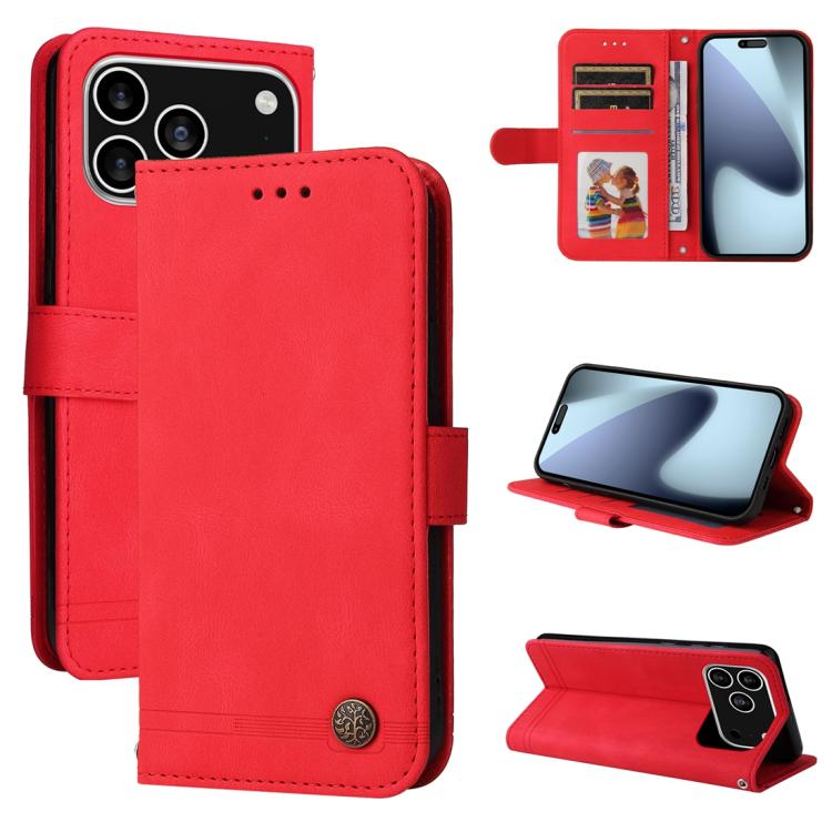 For iPhone 17 Pro Skin Feel Life Tree Leather Phone Case(Red)
