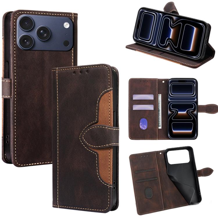 For iPhone 17 Pro Skin Feel Magnetic Buckle Leather Phone Case(Brown)