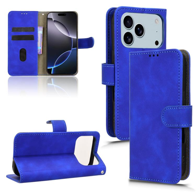 For iPhone 17 Pro Skin Feel Magnetic Flip Leather Phone Case(Blue)
