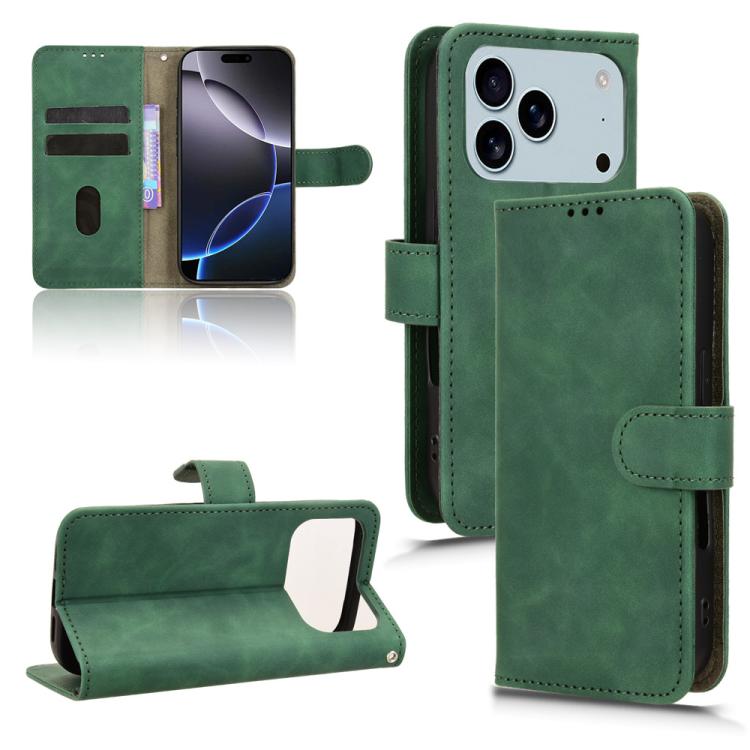 For iPhone 17 Pro Skin Feel Magnetic Flip Leather Phone Case(Green)