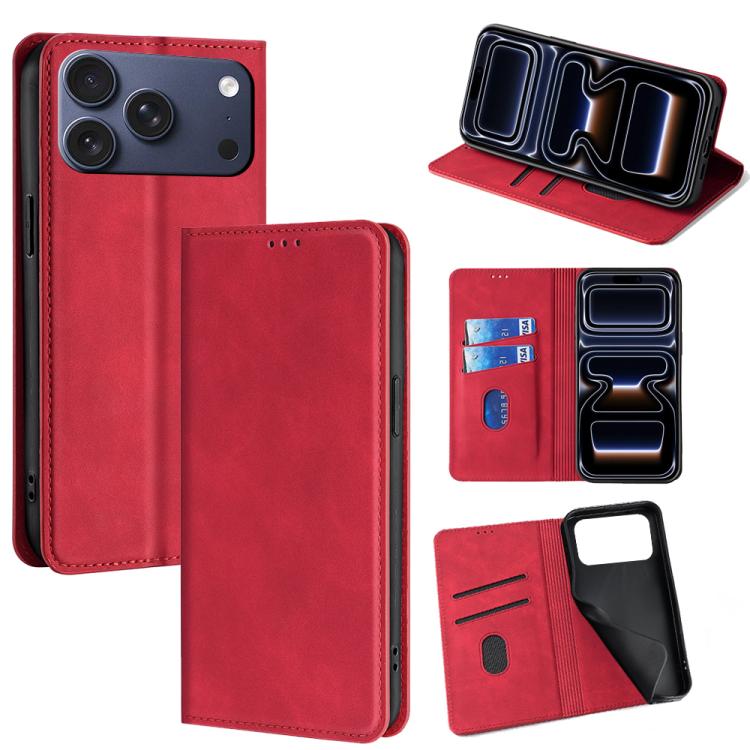 For iPhone 17 Pro Skin Feel Magnetic Leather Phone Case(Red)