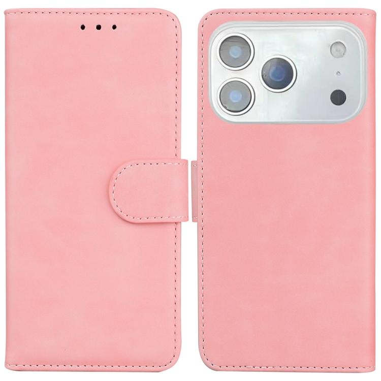 For iPhone 17 Pro Skin Feel Pure Color Flip Leather Phone Case(Pink)