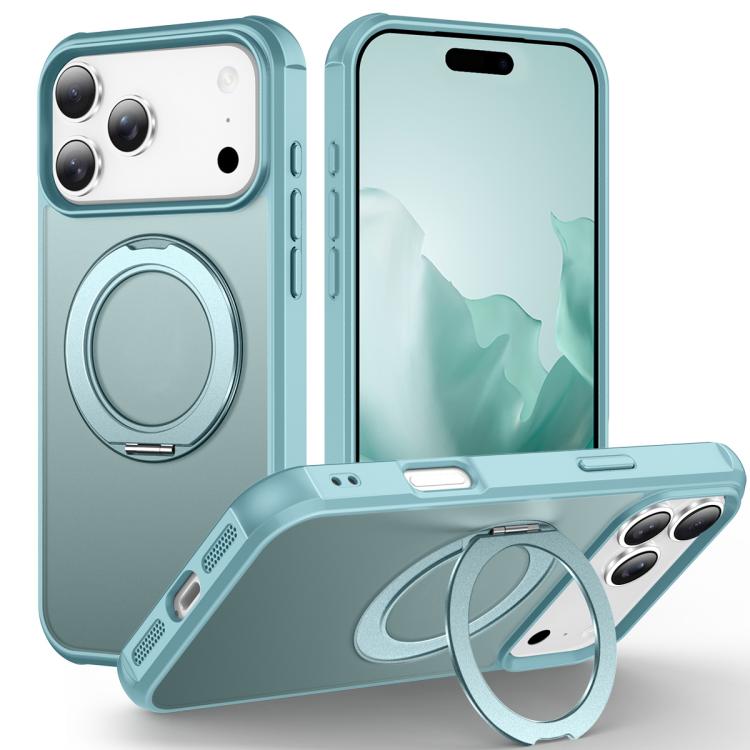 For iPhone 17 Pro Skin-Feel Rotary Damping Bracket MagSafe Phone Case(Lake Blue)