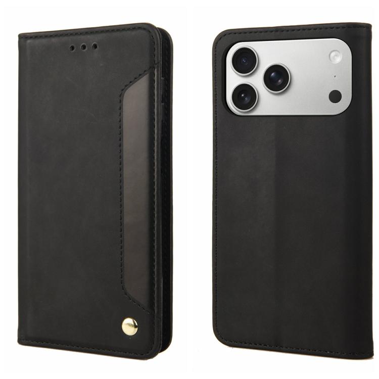 For iPhone 17 Pro Skin Feel Splicing Leather Phone Case(Black)