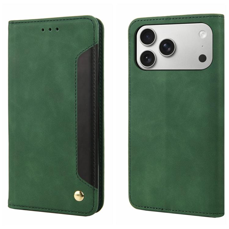 For iPhone 17 Pro Skin Feel Splicing Leather Phone Case(Green)