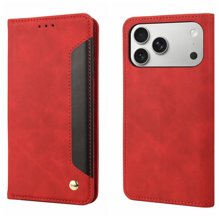 For iPhone 17 Pro Skin Feel Splicing Leather Phone Case(Red)