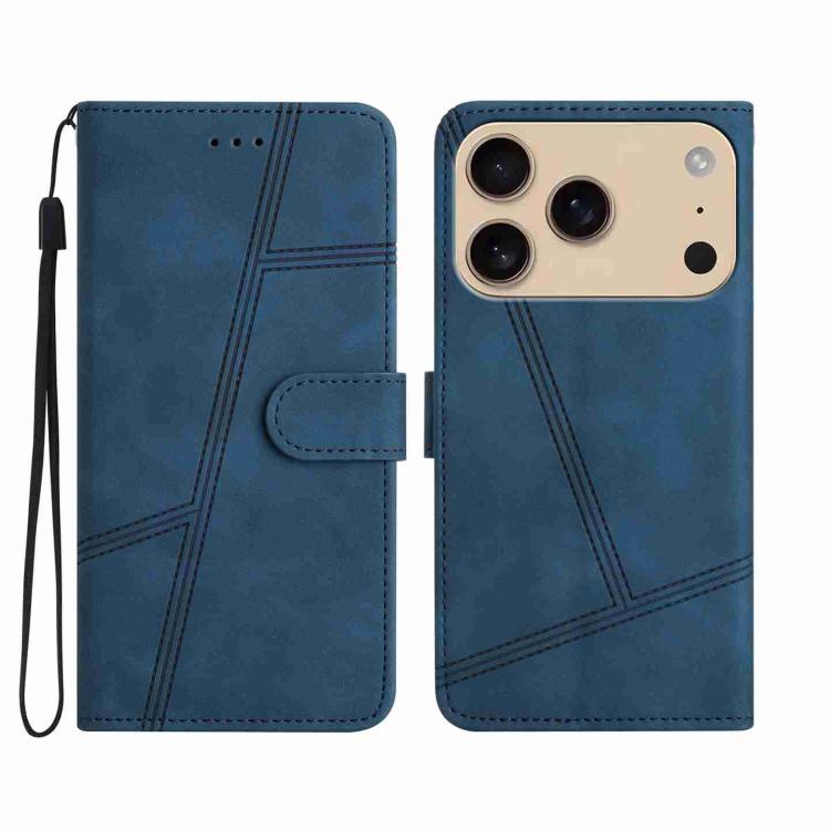 For iPhone 17 Pro Skin-feel Stitching Leather Phone Case(Blue)