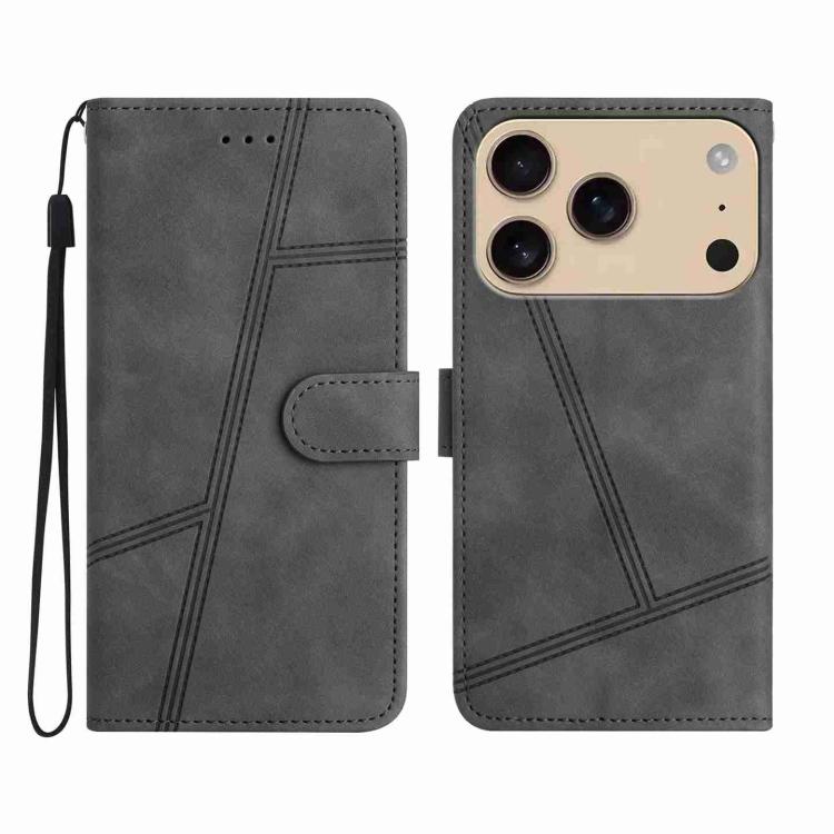 For iPhone 17 Pro Skin-feel Stitching Leather Phone Case(Grey)